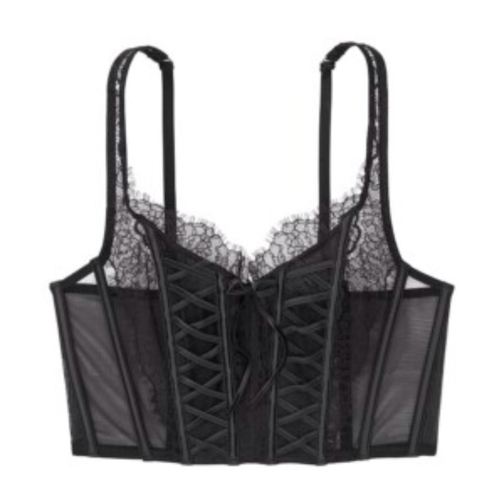 Victoria's Secret Bra Black Lace Romantic Gothic Size S (B75)
